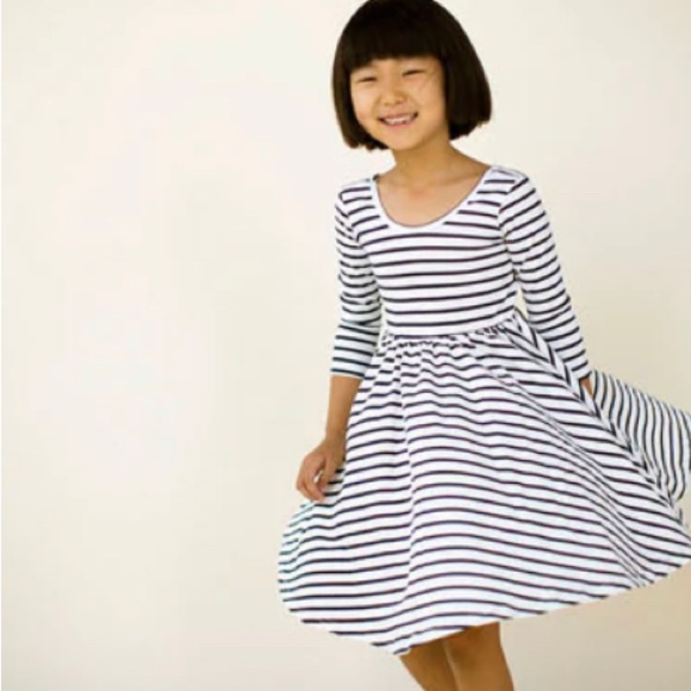 EUC alice and ames ballet dress in navy stripe - size 10